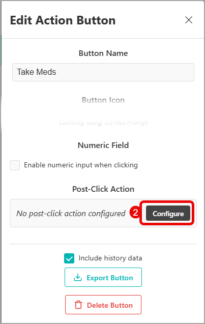 Click Configure Post-Click Action Button