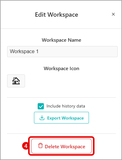 Delete Workspace button