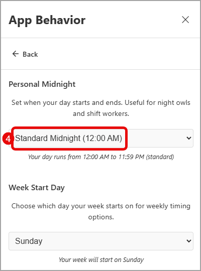 App Behavior > Personal Midnight