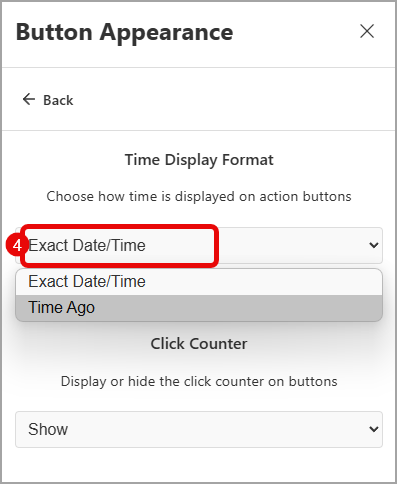 Button Appearance > Time Display Format
