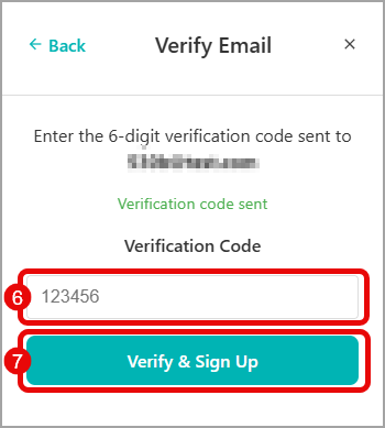Sign-up steps 6 and 7