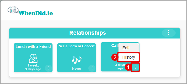 View an Action Button's History step 1